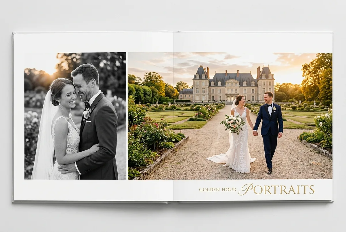 Maya & Oliver wedding album spread